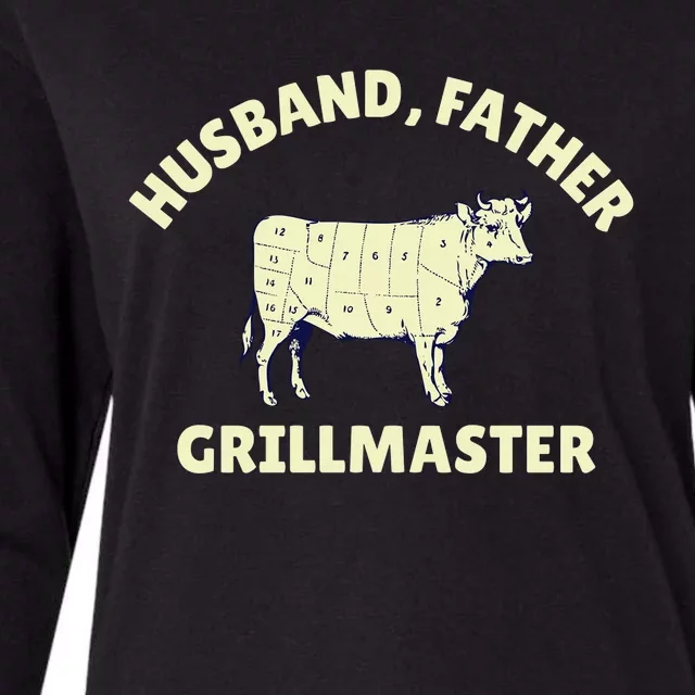 Funny BBQ Grilling Husband Father Grillmaster Womens Cotton Relaxed Long Sleeve T-Shirt