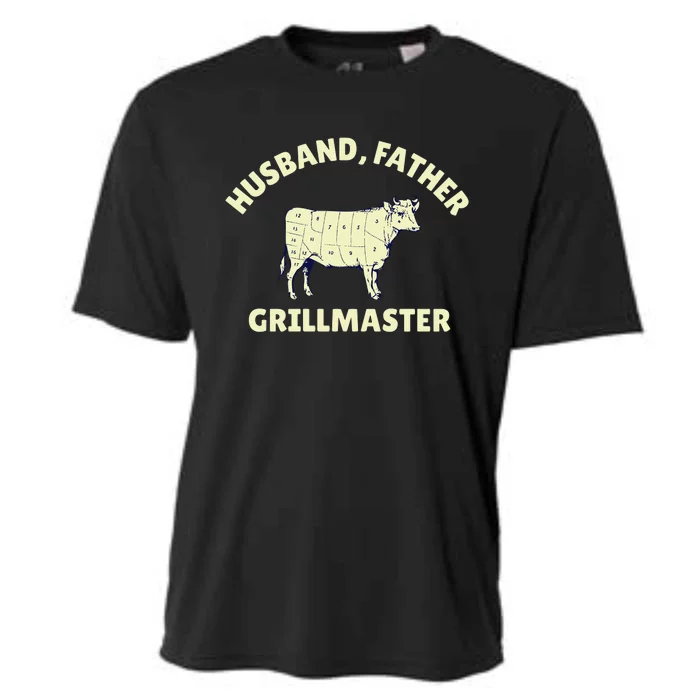 Funny BBQ Grilling Husband Father Grillmaster Cooling Performance Crew T-Shirt