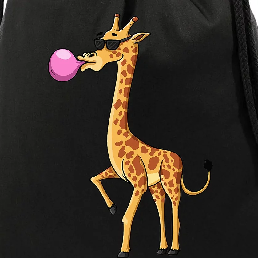 Funny Blowing Giraffe Animal Lover Chewing Candy Drawstring Bag