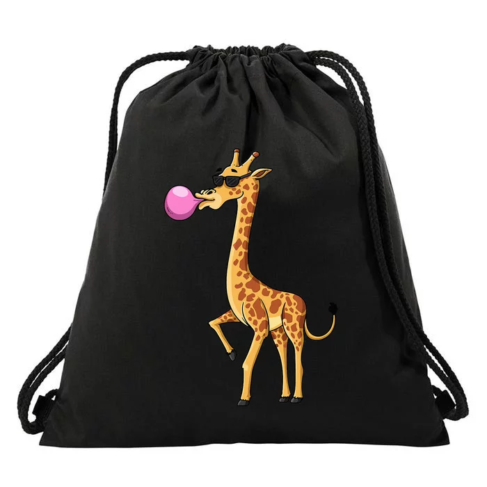 Funny Blowing Giraffe Animal Lover Chewing Candy Drawstring Bag