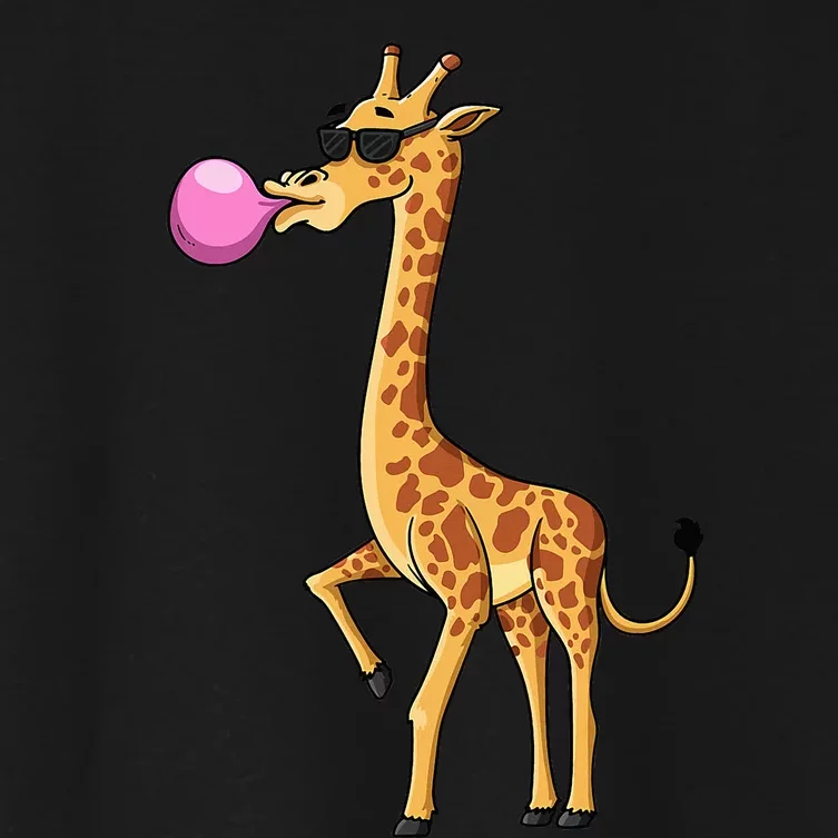 Funny Blowing Giraffe Animal Lover Chewing Candy Women's Crop Top Tee