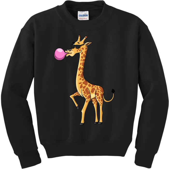 Funny Blowing Giraffe Animal Lover Chewing Candy Kids Sweatshirt