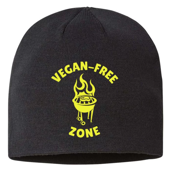 Funny BBQ Grilling Vegan Free Zone 8 1/2in Sustainable Knit Beanie