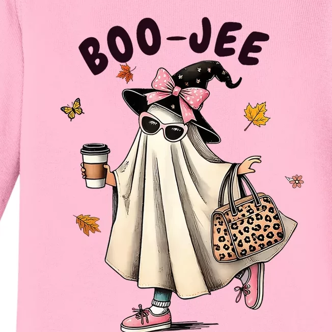 Funny Boojee Ghost Halloween Boo Jee Ghost Spooky Season Baby Long Sleeve Bodysuit