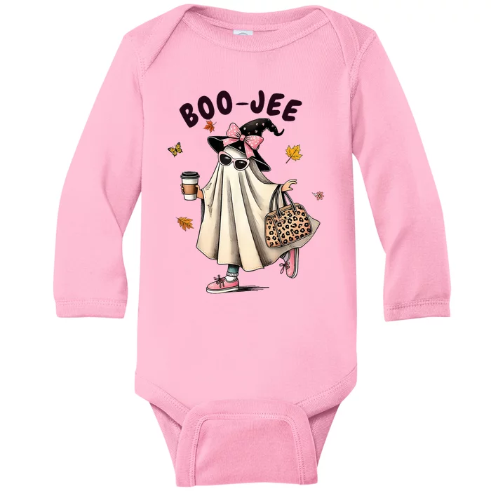 Funny Boojee Ghost Halloween Boo Jee Ghost Spooky Season Baby Long Sleeve Bodysuit