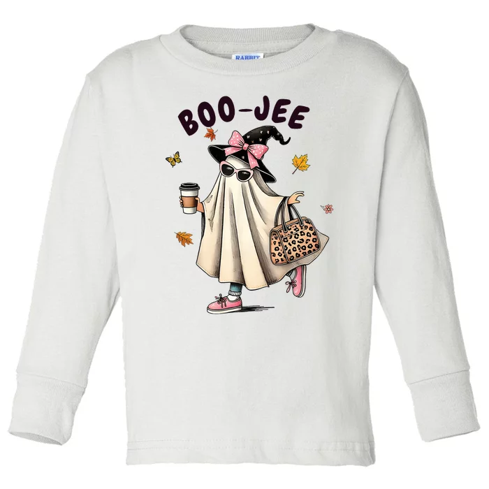 Funny Boojee Ghost Halloween Boo Jee Ghost Spooky Season Toddler Long Sleeve Shirt