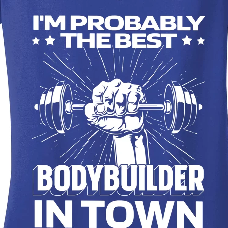 Funny Bodybuilding Gym Gymlife Gift Lifting Workout Bodybuilder Funny Gift Women's V-Neck T-Shirt