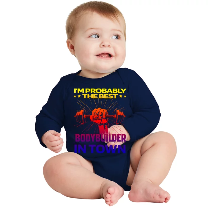 Funny Bodybuilding Gym Gymlife Gift Lifting Workout Bodybuilder Gift Baby Long Sleeve Bodysuit