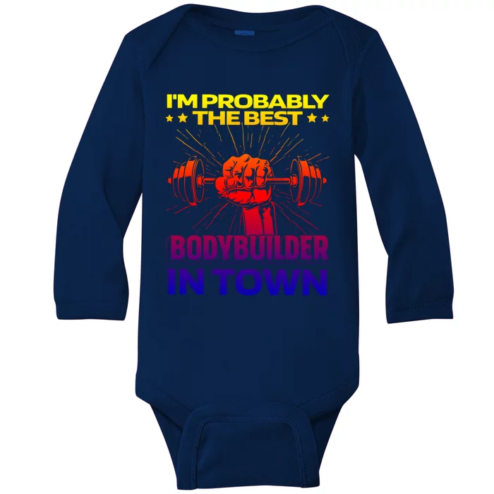 Funny Bodybuilding Gym Gymlife Gift Lifting Workout Bodybuilder Gift Baby Long Sleeve Bodysuit