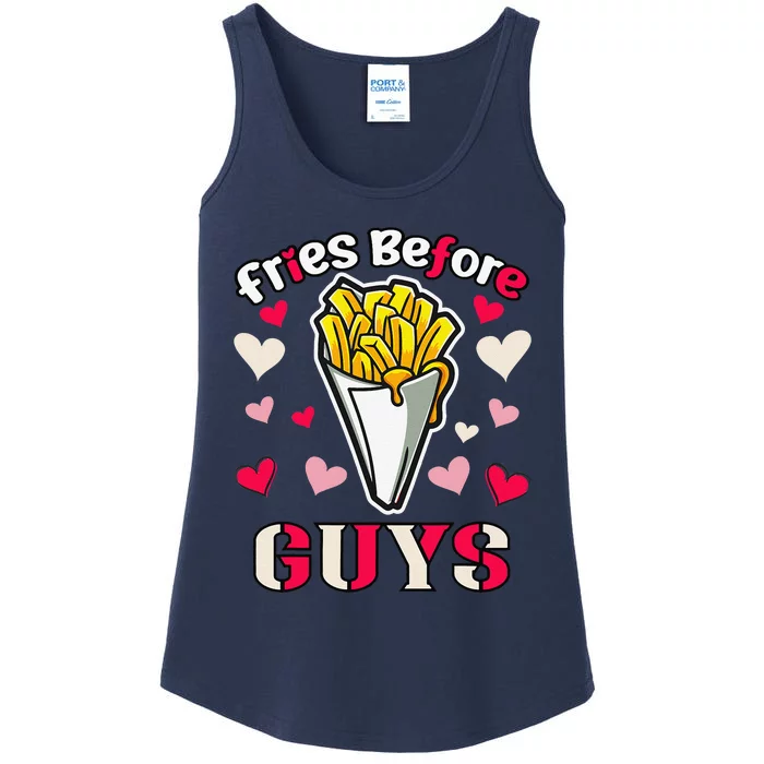 Fries Before Guys Valentine's Day Cute Ladies Essential Tank