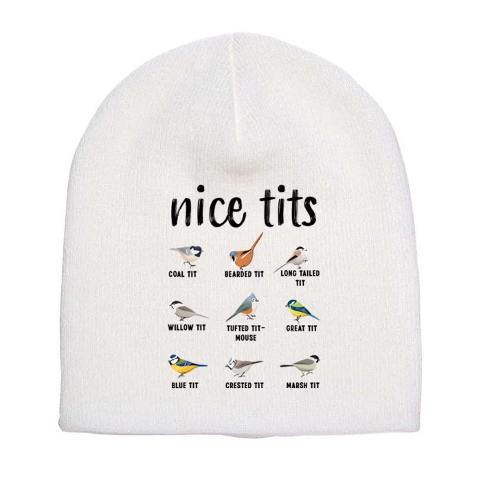 Funny Bird Gift Nice Tits Ornithology Short Acrylic Beanie