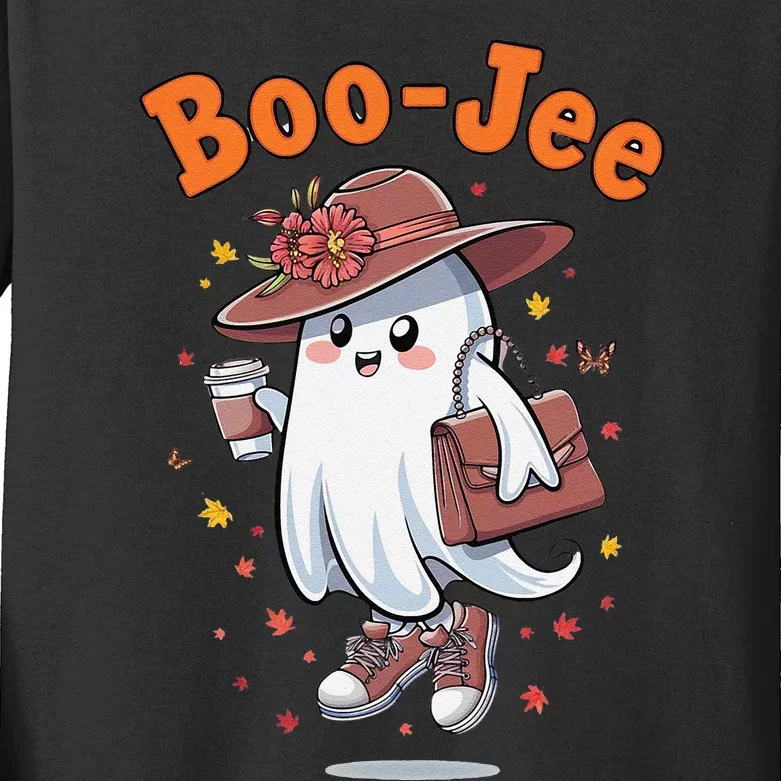 Funny Boojee Ghost Halloween Boo Jee Ghost Spooky Season Kids Long Sleeve Shirt