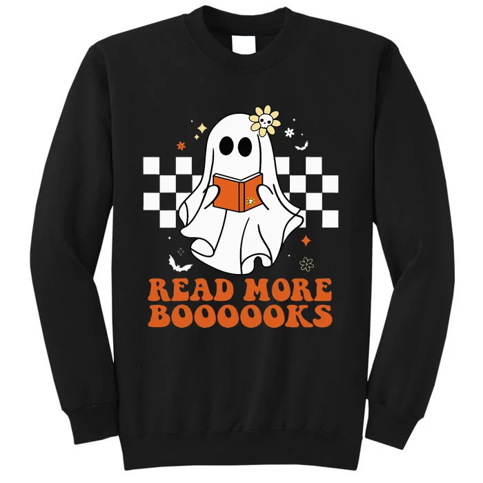 Funny Booooks Ghost Read More Books Cute Teacher Halloween Tall Sweatshirt