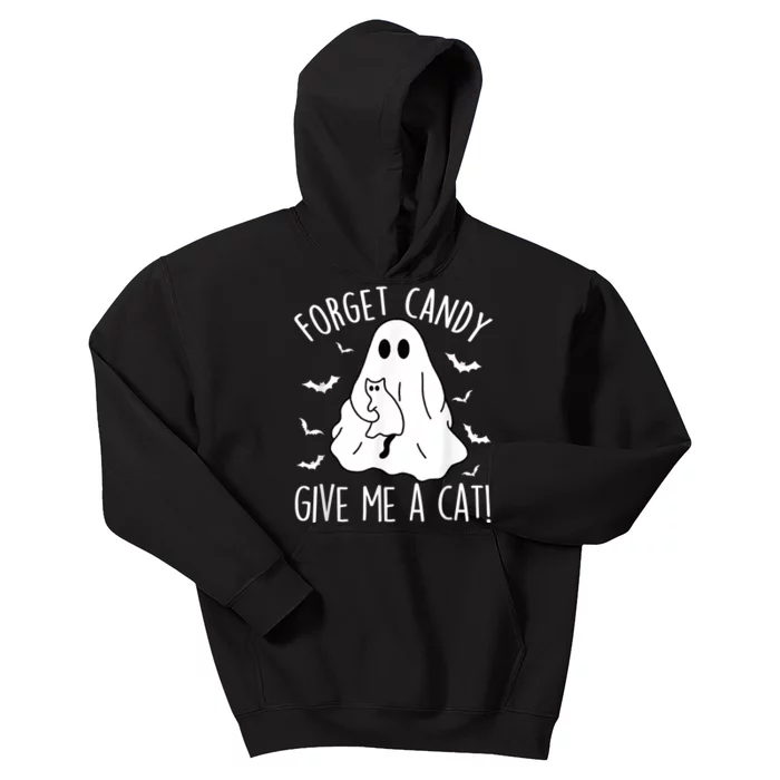 Funny Boo Ghost Black Cat Forget Candy Give Me Cat Halloween Kids Hoodie