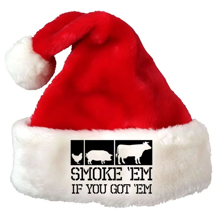 Funny Bbq Grilling Smoker Meaningful Gift Smoke Meat Lover Smoking Premium Christmas Santa Hat