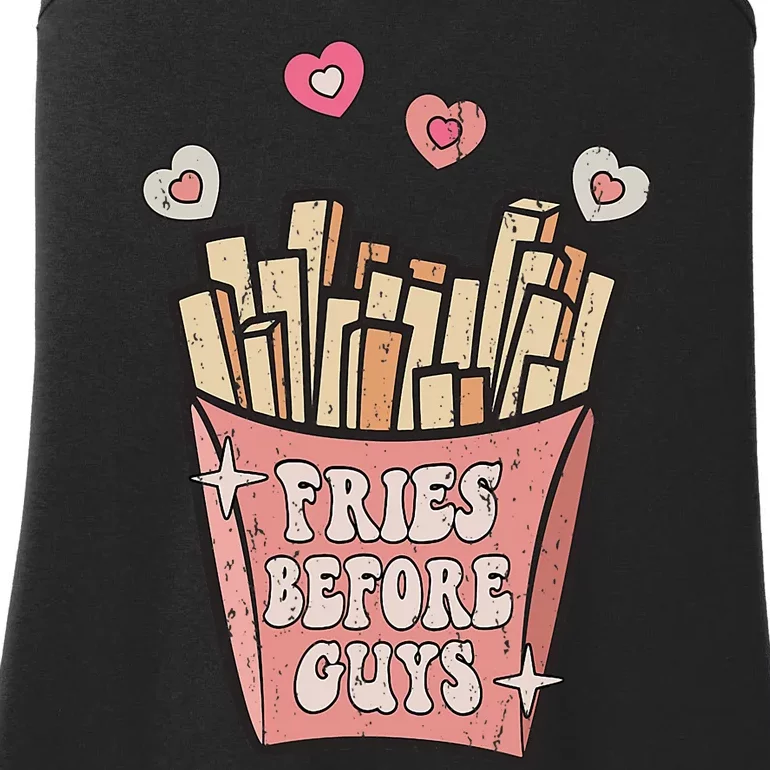 Fries Before Guys Foodie Lover Valentine Cartoon Graphic Ladies Essential Tank