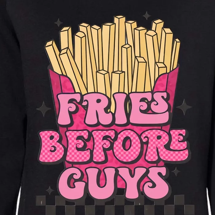 Fries Before Guys Potato Retro Valentine's Day Couple Lover Womens California Wash Sweatshirt