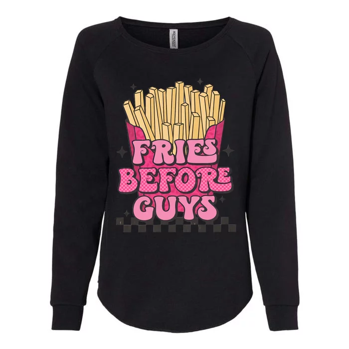 Fries Before Guys Potato Retro Valentine's Day Couple Lover Womens California Wash Sweatshirt