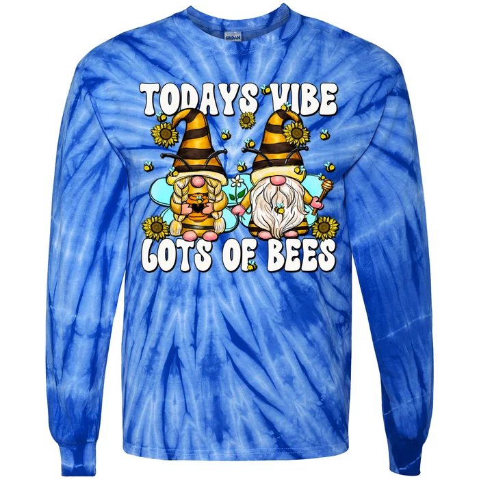 Funny Beekeeper Grandma And Grandpa For Summer Bee Gnome Gift Tie-Dye Long Sleeve Shirt