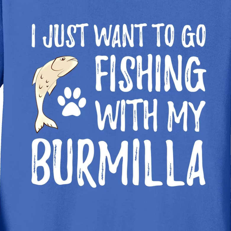 Fishing Burmilla Gift For Boating Cat Mom Or Cat Dad Gift Kids Long Sleeve Shirt