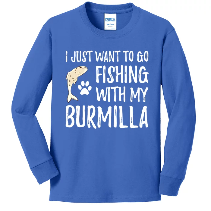 Fishing Burmilla Gift For Boating Cat Mom Or Cat Dad Gift Kids Long Sleeve Shirt