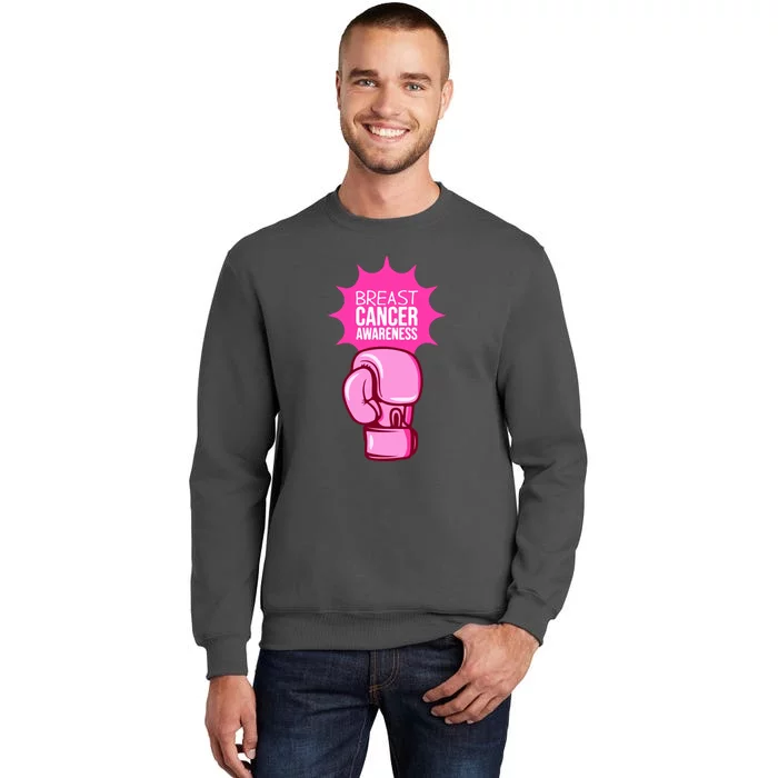 Funny Boxing Glove Breast Cancer Awareness Gift Tall Sweatshirt