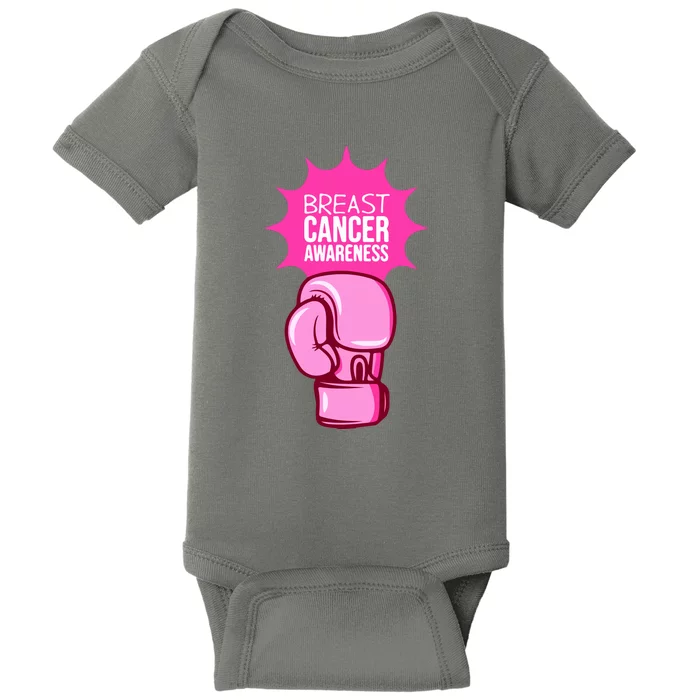 Funny Boxing Glove Breast Cancer Awareness Gift Baby Bodysuit