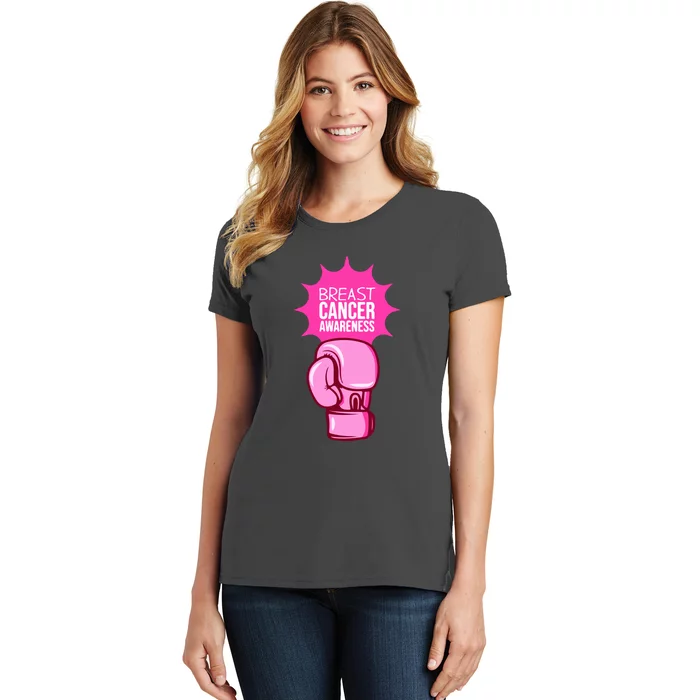 Funny Boxing Glove Breast Cancer Awareness Gift Women's T-Shirt