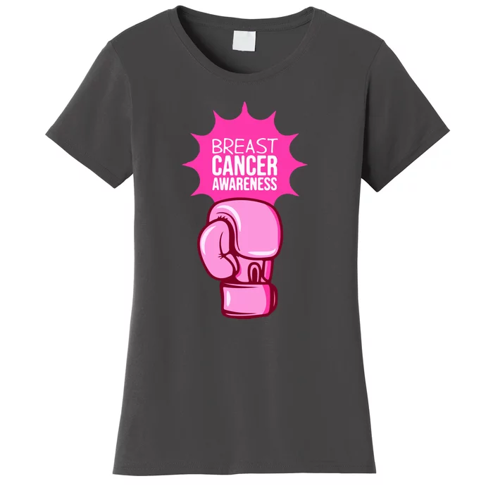 Funny Boxing Glove Breast Cancer Awareness Gift Women's T-Shirt