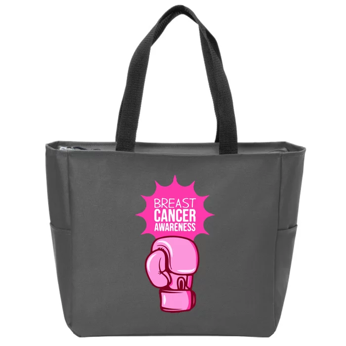 Funny Boxing Glove Breast Cancer Awareness Gift Zip Tote Bag