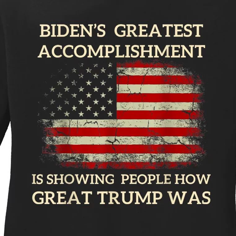 Funny BidenS Greatest Accomplishment Is Showing Trump 2024 Ladies Long Sleeve Shirt