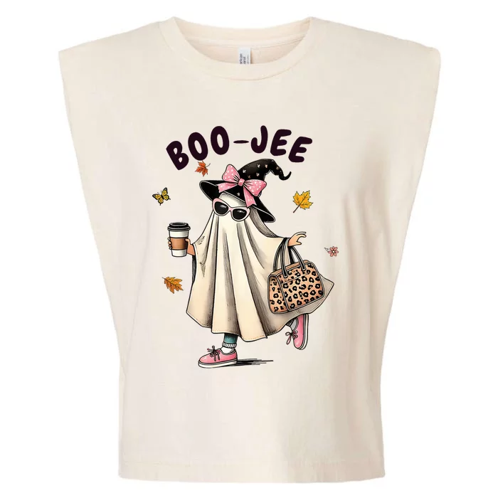 Funny Boojee Ghost Halloween Boo Jee Ghost Spooky Season Garment-Dyed Women's Muscle Tee