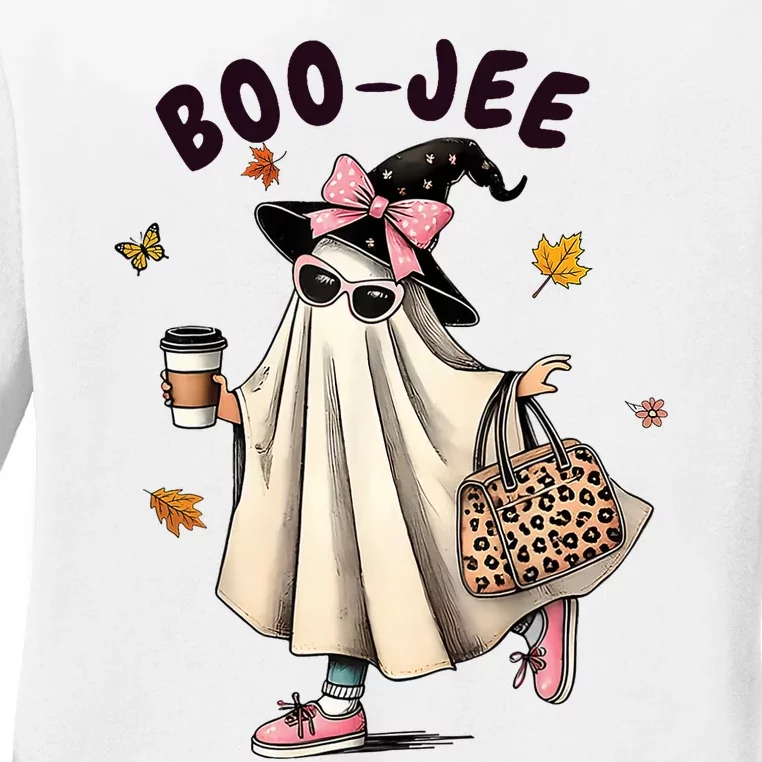 Funny Boojee Ghost Halloween Boo Jee Ghost Spooky Season Ladies Long Sleeve Shirt