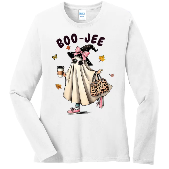 Funny Boojee Ghost Halloween Boo Jee Ghost Spooky Season Ladies Long Sleeve Shirt