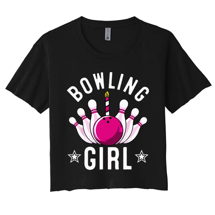 Funny Bowling Gift For Cool Bowler Birthday Party Women's Crop Top Tee