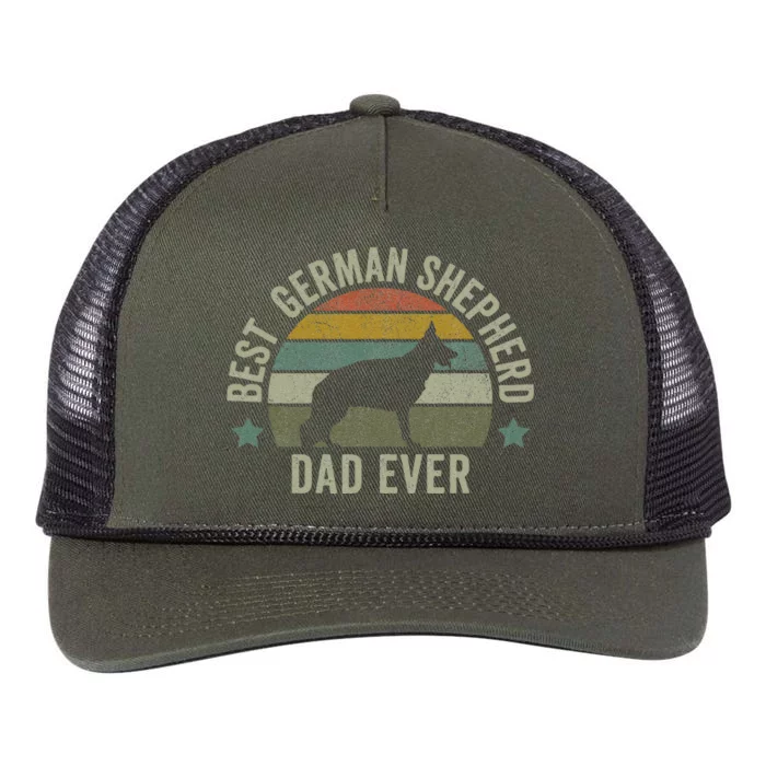 Funny Best German Shepherd Dad Dog Fathers Day Doggy Retro Rope Trucker Hat Cap