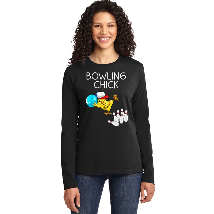 Funny Bowling Gift Women Cute Bowling Chick Sports Athlete Ladies Long Sleeve Shirt