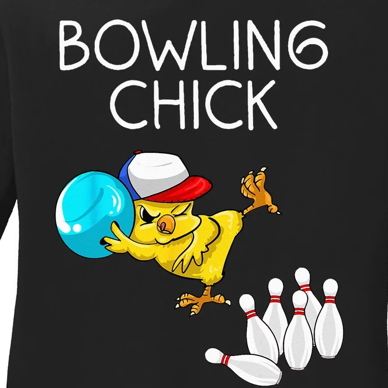 Funny Bowling Gift Women Cute Bowling Chick Sports Athlete Ladies Long Sleeve Shirt