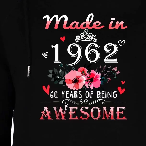 Funny Birthday Gifts Made In 1962 Floral 60th Birthday Womens Funnel Neck Pullover Hood