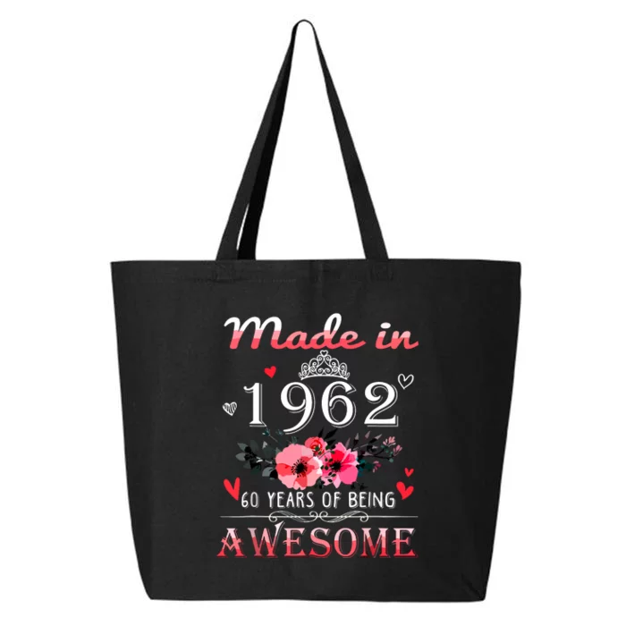 Funny Birthday Gifts Made In 1962 Floral 60th Birthday 25L Jumbo Tote