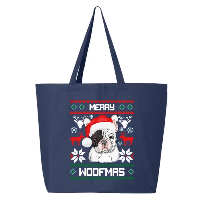 French Bulldog Gift For Merry Christmas Woofmas Frenchie Gift 25L Jumbo Tote