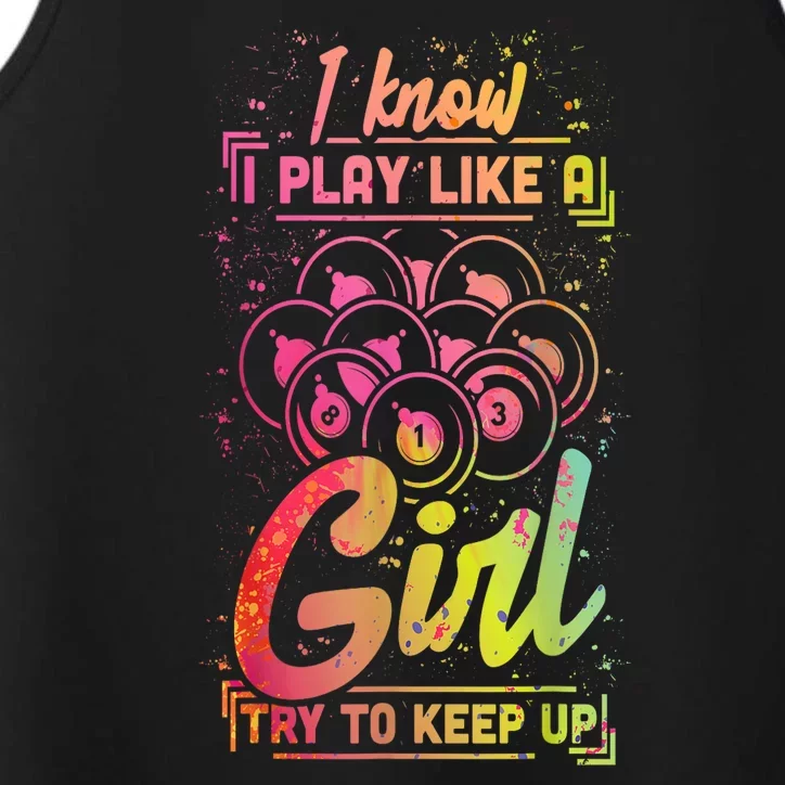 Funny Billiards Gift Team Play Like A Girl Gift Ideas For Fan Performance Tank