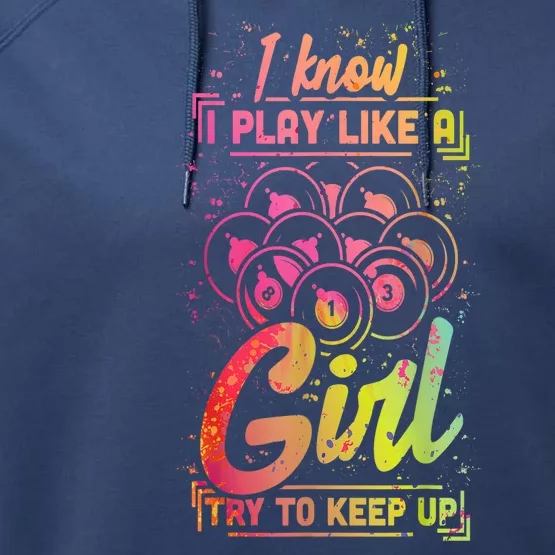 Funny Billiards Gift Team Play Like A Girl Gift Ideas For Fan Performance Fleece Hoodie