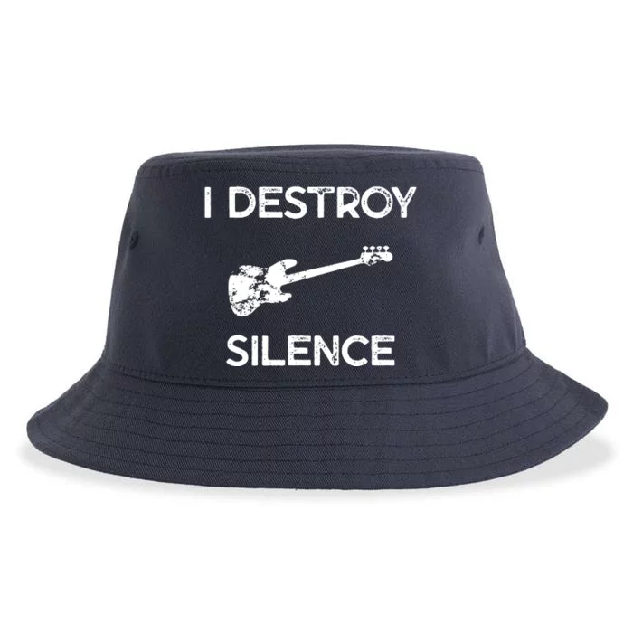 Funny Bass Guitar I Destroy Silence Sustainable Bucket Hat