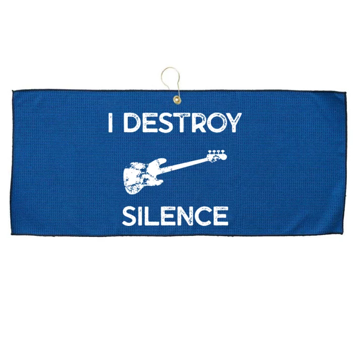 Funny Bass Guitar I Destroy Silence Large Microfiber Waffle Golf Towel