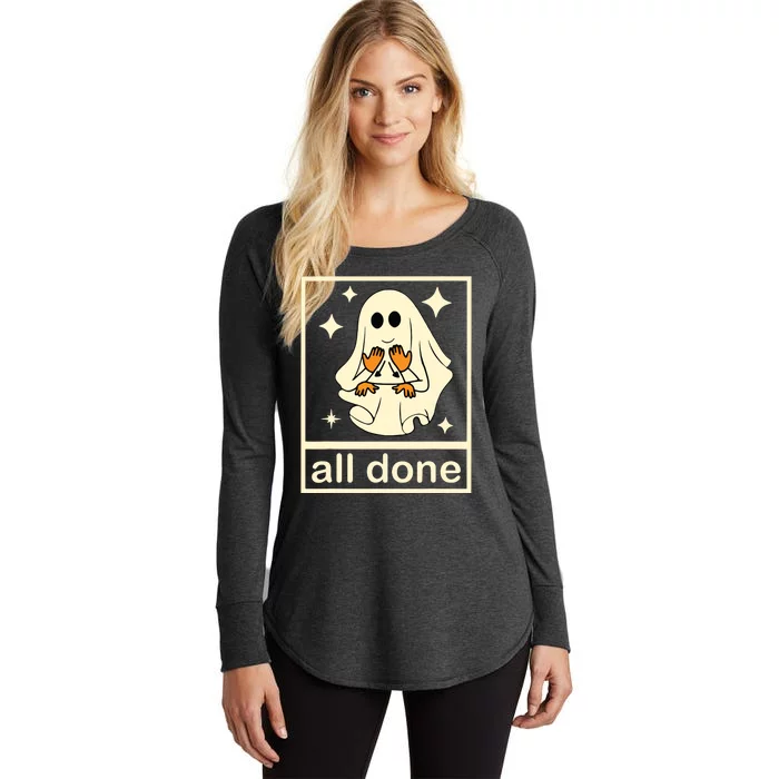 Funny Boojee Ghost All Done Slp Speech Therapy Halloween Women's Perfect Tri Tunic Long Sleeve Shirt