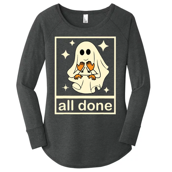 Funny Boojee Ghost All Done Slp Speech Therapy Halloween Women's Perfect Tri Tunic Long Sleeve Shirt