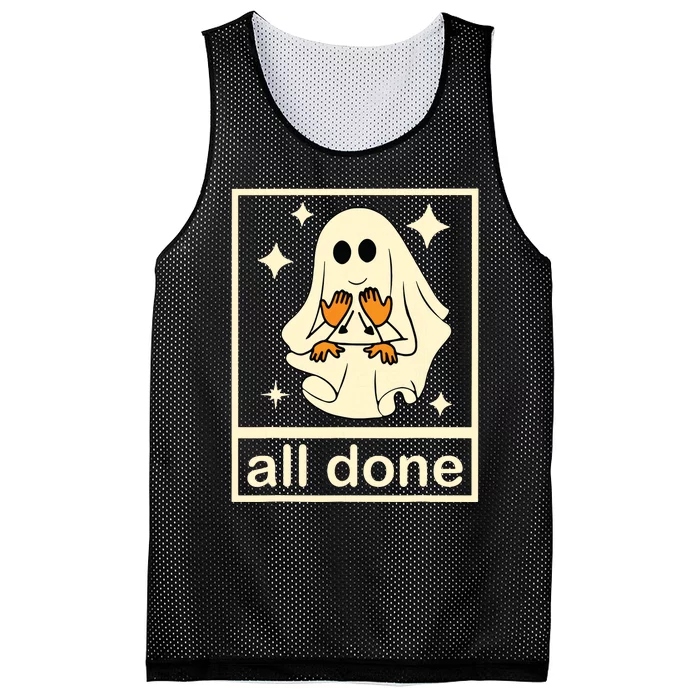 Funny Boojee Ghost All Done Slp Speech Therapy Halloween Mesh Reversible Basketball Jersey Tank