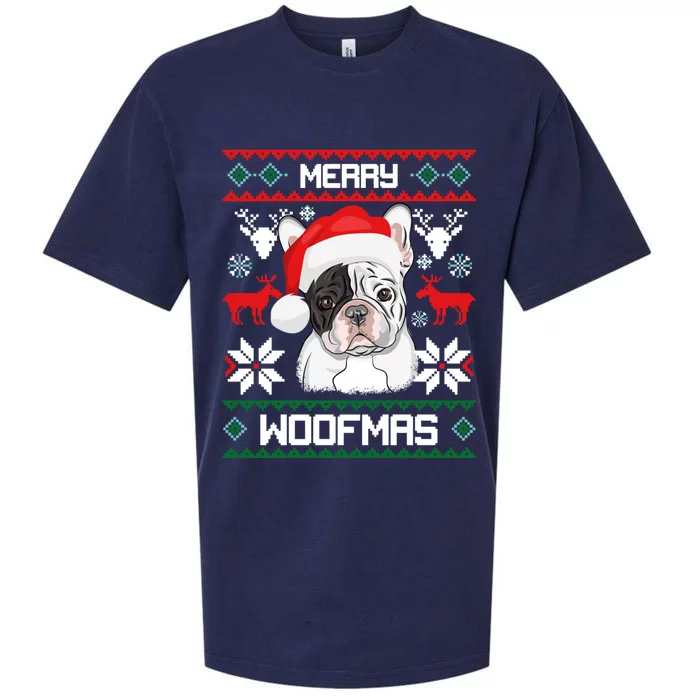 French Bulldog Gift For Merry Christmas Woofmas Frenchie Gift Sueded Cloud Jersey T-Shirt