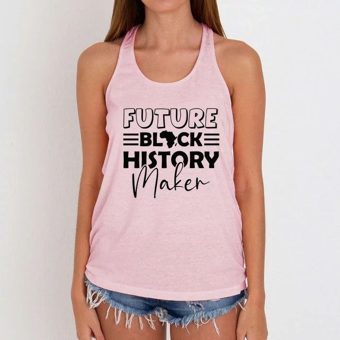 Future Black History Maker Proud African American Afro Girl Women's Knotted Racerback Tank